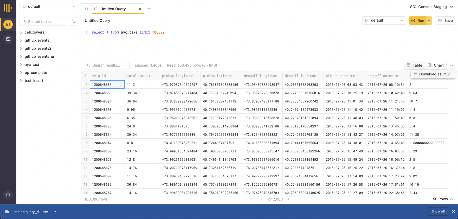 Download as CSV